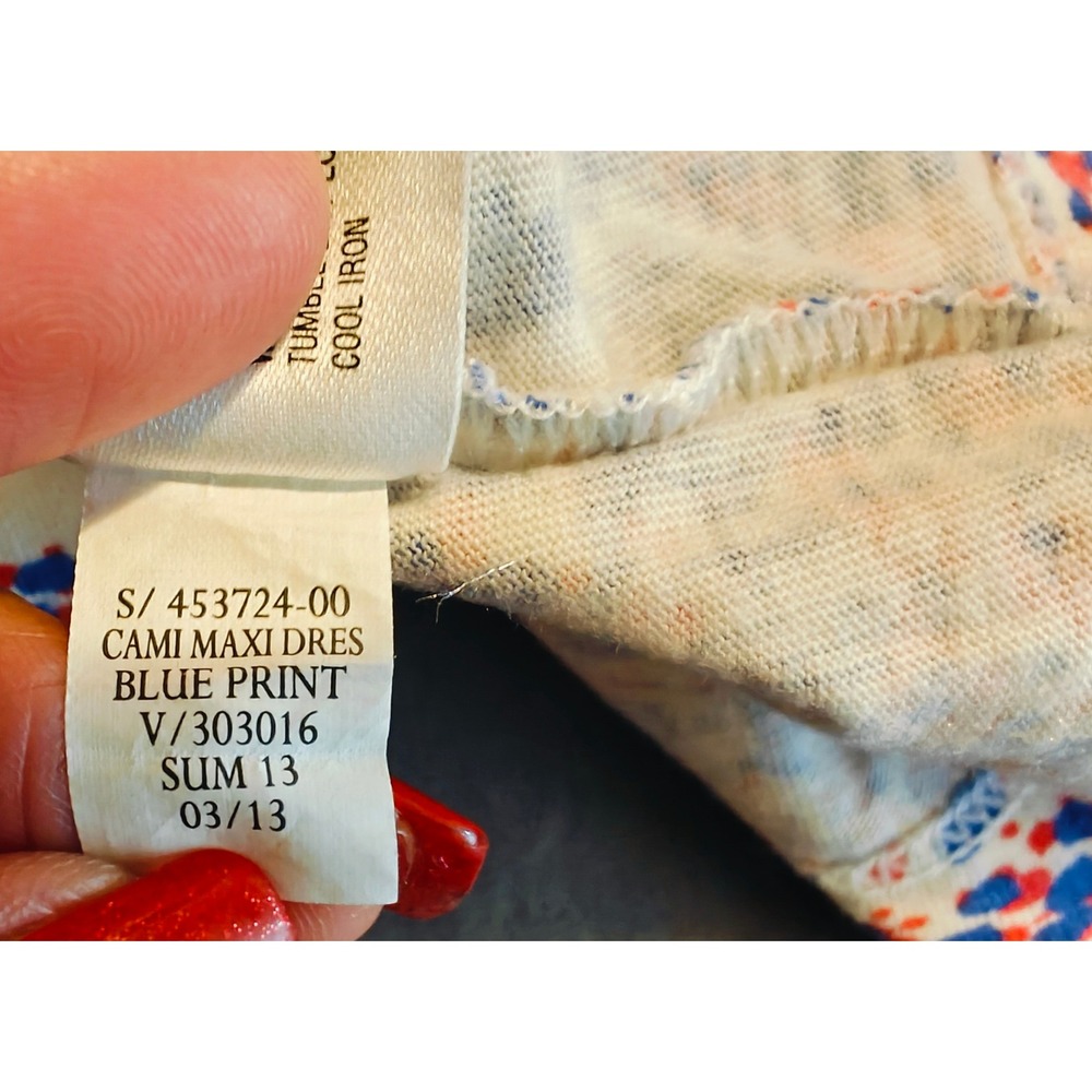 GAP Women's Tribal Print Maxi Dress‎ Red Blue White Strappy Summer XS - Picture 9 of 11